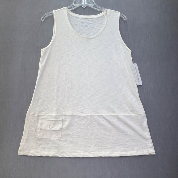 Soft Surroundings‎ Women Sleeveless Beige Tunic Tank Top Front Pocket Size Small - Picture 1 of 9